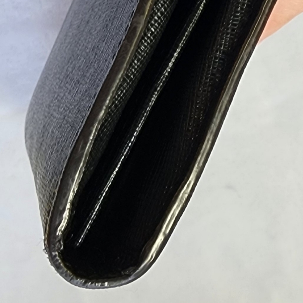 FURLA Saffiano Leather Zip Around Long Wallet Black Gold Logo Women's Italy EUC - Picture 5 of 15